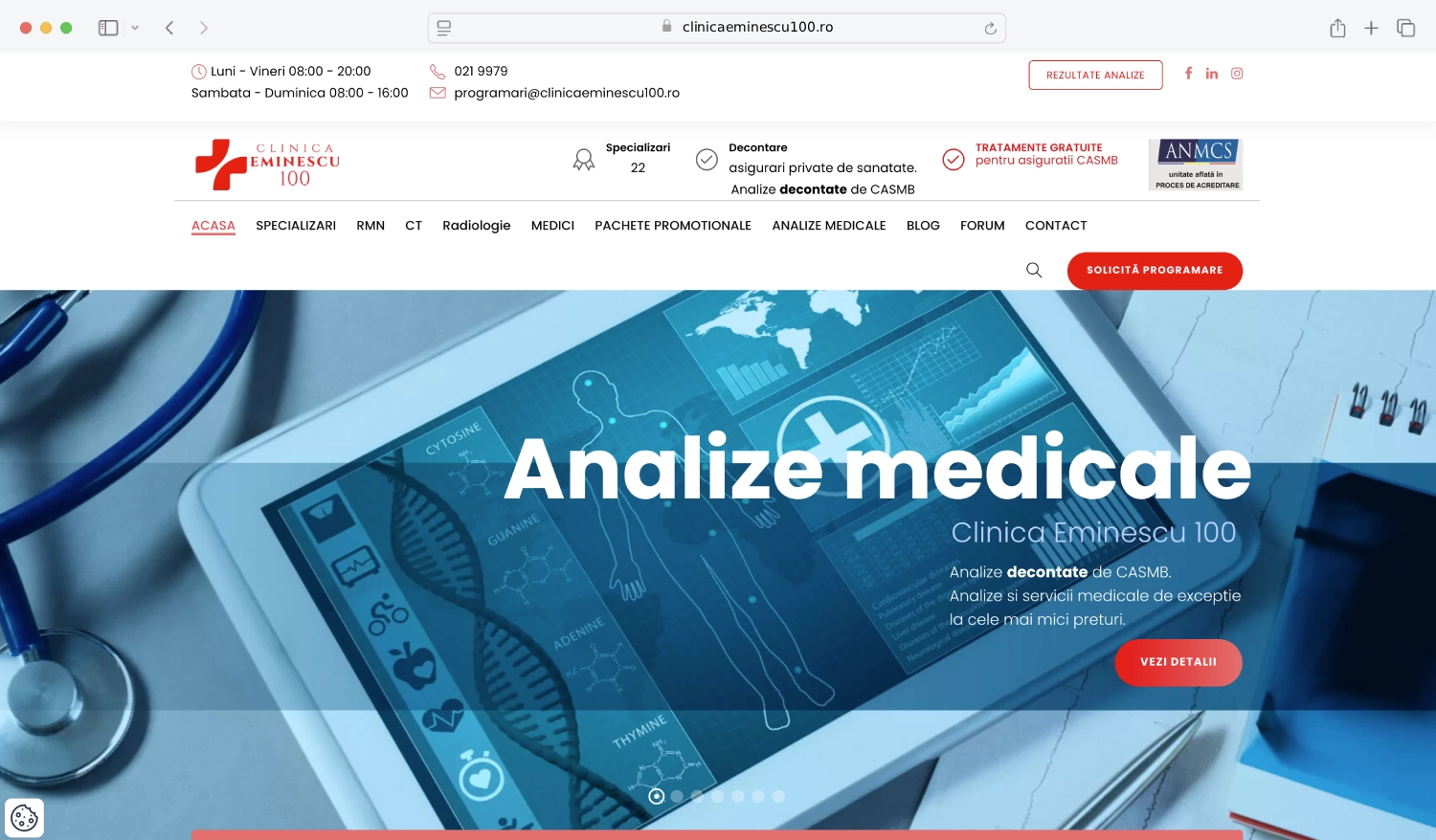 Clinica Eminescu 100 — Identitate, website și prezență online pentru o clinică multidisciplinară