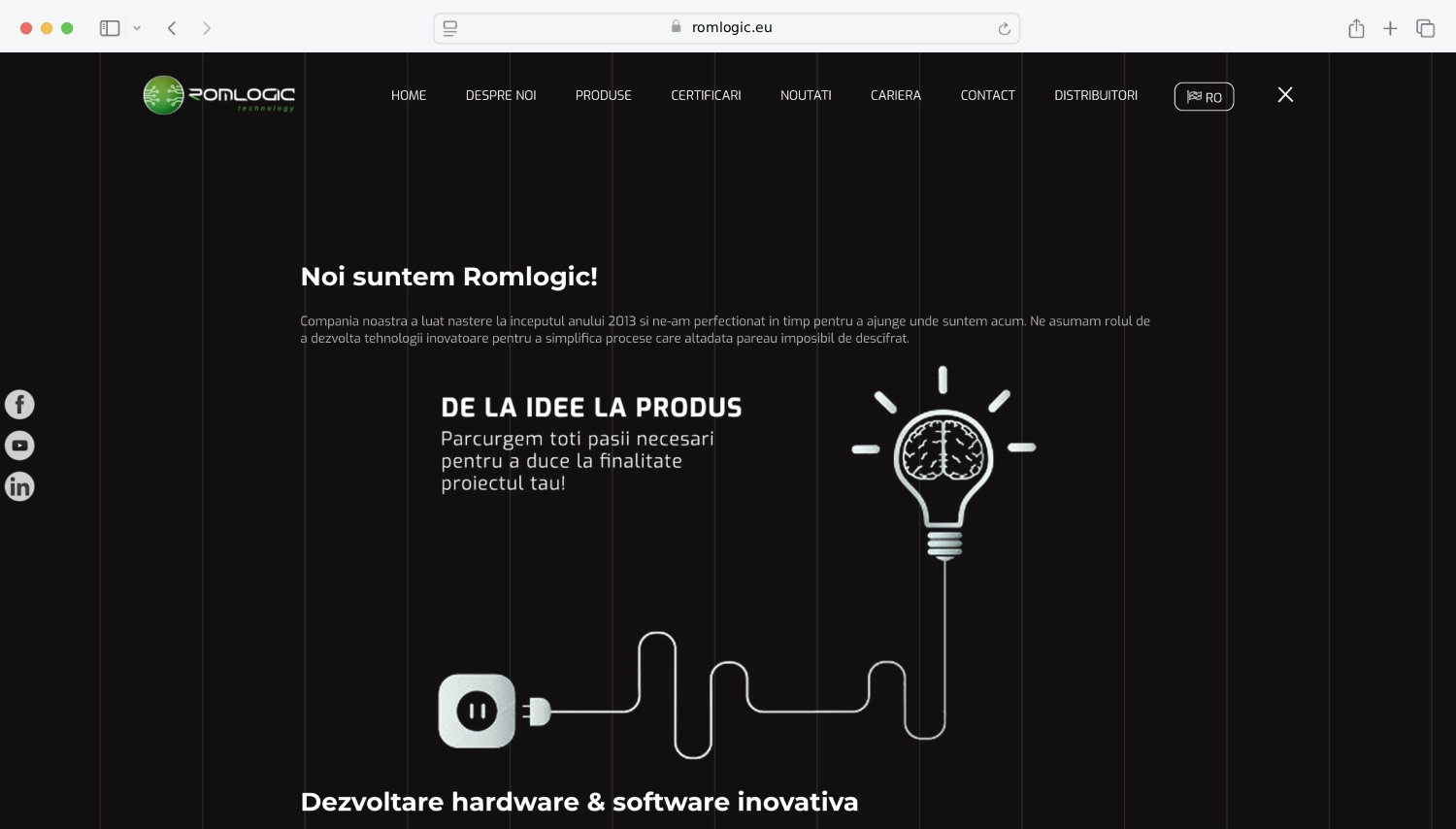 Romlogic — Website bilingv pentru tehnologii hardware & software inovatoare